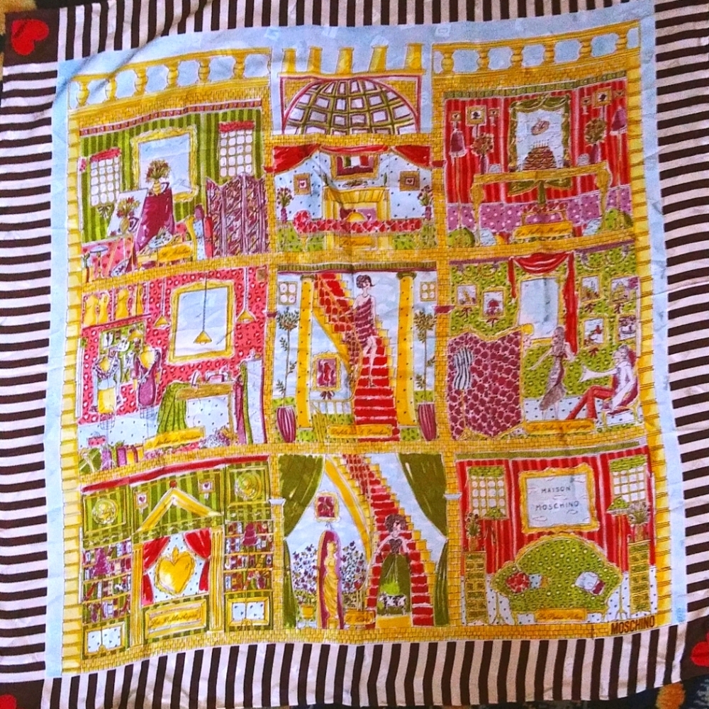 NEW $450 Moschino Couture Silk Scarf RARE DESIGN
